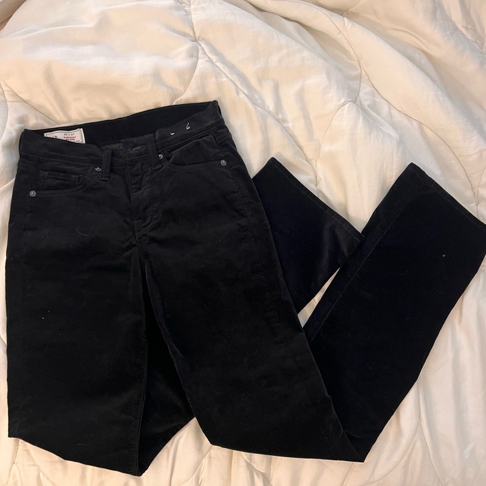 Black velvet baby boot mid rise GAP jeans